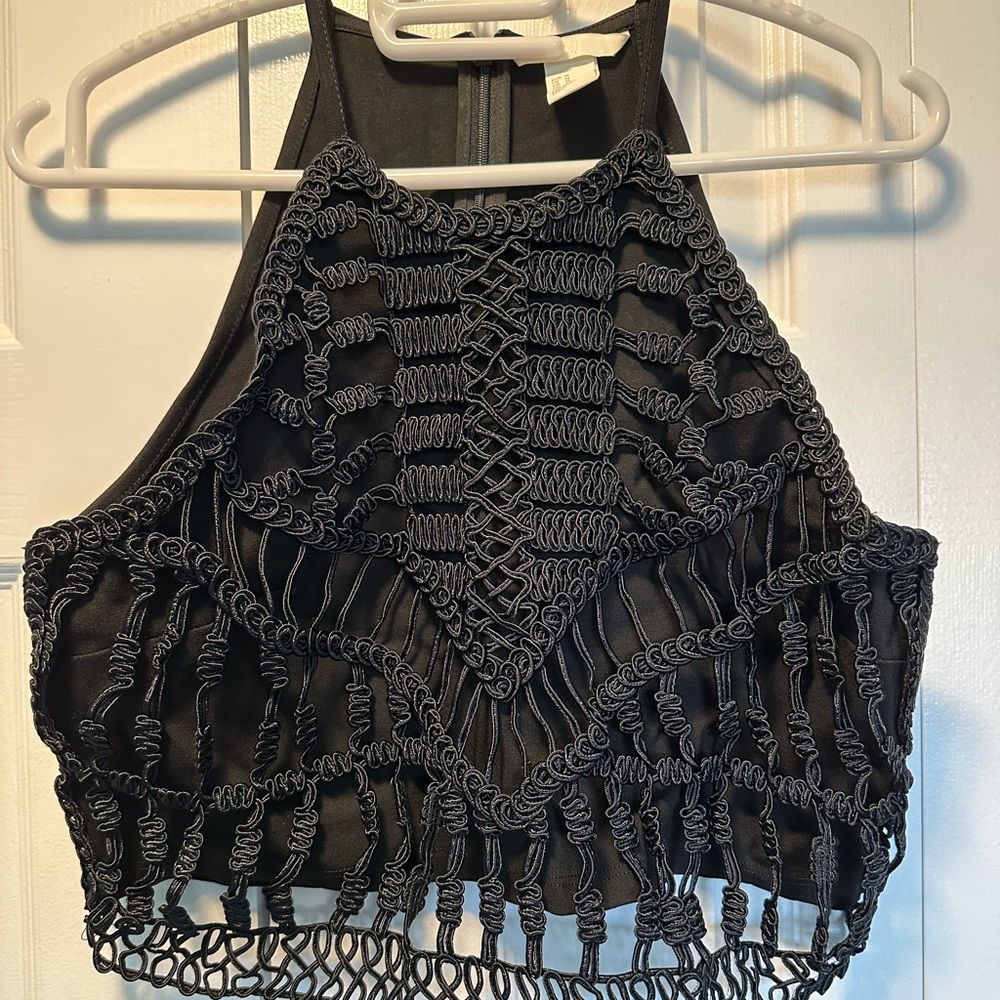 Crochet Black Crop Top